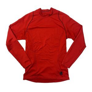 Nike Pro T Shirt Mens S Small Red Hyperwarm Fitted Long Sleeve Stretch Outdoor